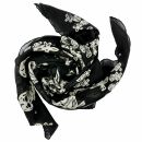 Cotton scarf skulls bones black beige 100x100cm light neckerchief square scarf scarf