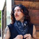 Bandana scarf skeleton skulls anthracite white square headscarf neckerchief
