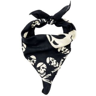 Bandana Tuch Totenkopf Pirat mit Knochen schwarz beige quadratisches Kopftuch Halstuch