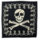 Bandana Tuch Totenkopf Pirat mit Knochen schwarz beige quadratisches Kopftuch Halstuch