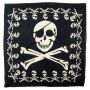 Bandana scarf skull pirate with bones black beige square headscarf neckerchief