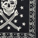 Bandana Tuch Piraten Totenköpfe Knochen Sterne schwarz beige quadratisches Kopftuch Halstuch