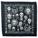 Bandana scarf skulls spider webs anthracite white square headscarf neckerchief