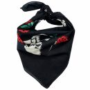 Bandana scarf skull rose anthracite white red green square headscarf neckerchief