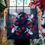 Sciarpa bandana teschi rosa antracite bianco rosso verde quadrato foulard fazzoletto da collo panno quadrato