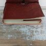 Leather notebook reddish brown mandala flower with stone black sketchbook diary