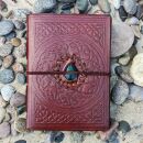 Notizbuch aus Leder rot-braun Mandala keltisches Muster...