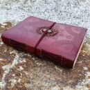 Notizbuch aus Leder rot-braun Mandala Blume mit Stein...