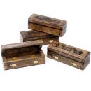 Incense box mango wood 15x5,5cm brown elephant hinged lid...