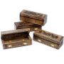 Incense box mango wood 15x5,5cm brown elephant hinged lid incense box