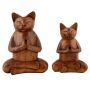 Smoking figure cat wood brown yoga figure deco smokingman