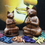 Smoking figure cat wood brown yoga figure deco smokingman
