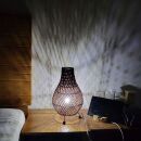 Lampe aus Rattan 39cm dunkelbraun Tischlampe Leuchte Licht E14