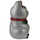Agitando gato chino Maneki neko de carámica 20cm plata Lucky cat