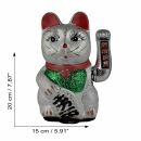 Lucky cat made of ceramic Maneki Neko Waving cat 20cm silver
