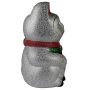 Agitando gato chino Maneki neko de carámica 20cm plata Lucky cat