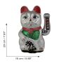 Agitando gato chino Maneki neko de carámica 20cm plata Lucky cat