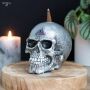 Räucherkegelhalter Totenkopf Schädel silber Kerzenständer Figur