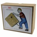 Tin toy collectable toys man rolls box warehouse worker box roller tin man