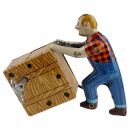 Blechspielzeug Mann rollt Kiste Kistenroller...