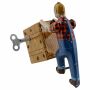 Blechspielzeug Mann rollt Kiste Kistenroller Lagerarbeiter Mann aus Blech
