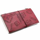 Notebook made of leather sketchbook diary red adventure...