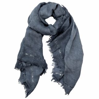 Scarf with fringes greyish blue mélange look 80x185cm glitter stripes scarf