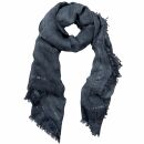 Scarf with fringes greyish blue mélange look 80x185cm glitter stripes scarf