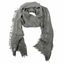 Scarf with fringes grey mélange look 80x185cm...