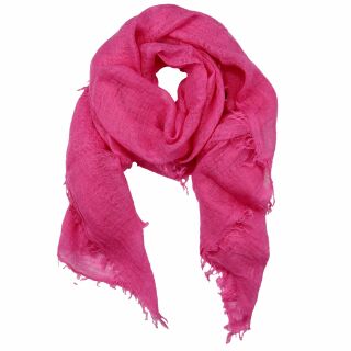 Schal mit Fransen pink 70x190cm luftig gewebt Leinenschal Halstuch