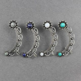 Ohrringe Ear Cuff Metall silber mit Stein Ohrmanschette Modeschmuck Boho Ethno