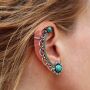 Ohrringe Ear Cuff Metall silber mit Stein Ohrmanschette Modeschmuck Boho Ethno