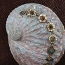 Armband Metall gold Blumen bunte Steine Armkette Armschmuck Modeschmuck