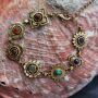 Armband Metall gold Blumen bunte Steine Armkette Armschmuck Modeschmuck