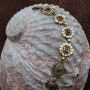 Armband Metall gold Blumen bunte Steine Armkette Armschmuck Modeschmuck