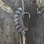 1x Ohrringe Metall silber Federn Ohrmanschette Ohrschmuck Modeschmuck Boho Ethno