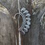 1x Ohrringe Metall silber Federn Ohrmanschette Ohrschmuck Modeschmuck Boho Ethno