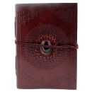 Leather notebook reddish brown mandala moonstone dark...