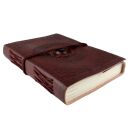 Leather notebook reddish brown mandala moonstone dark...