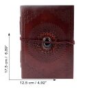 Notizbuch aus Leder rotbraun Mandala Mondstein dunkel Skizzenbuch Tagebuch