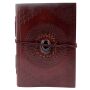 Notizbuch aus Leder rotbraun Mandala Mondstein dunkel Skizzenbuch Tagebuch