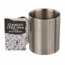 Stainless steel cup with carabiner travel motif stainless steel silver cup double -walled