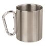 Stainless steel cup with carabiner travel motif stainless steel silver cup double -walled