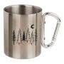 Stainless steel cup with carabiner travel motif stainless steel silver cup double -walled