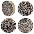 Wooden stamp large round 3.94 inch ornament floral stamp...