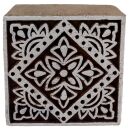 Stempel aus Holz viereckig 5cm Blumenmuster Holzstempel