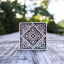 Stempel aus Holz viereckig 5cm Blumenmuster Holzstempel