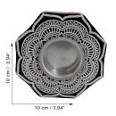 Wooden tealight holder rosette large flower carved candle holder
