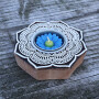 Wooden tealight holder rosette large flower carved candle holder