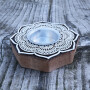 Wooden tealight holder rosette large flower carved candle holder